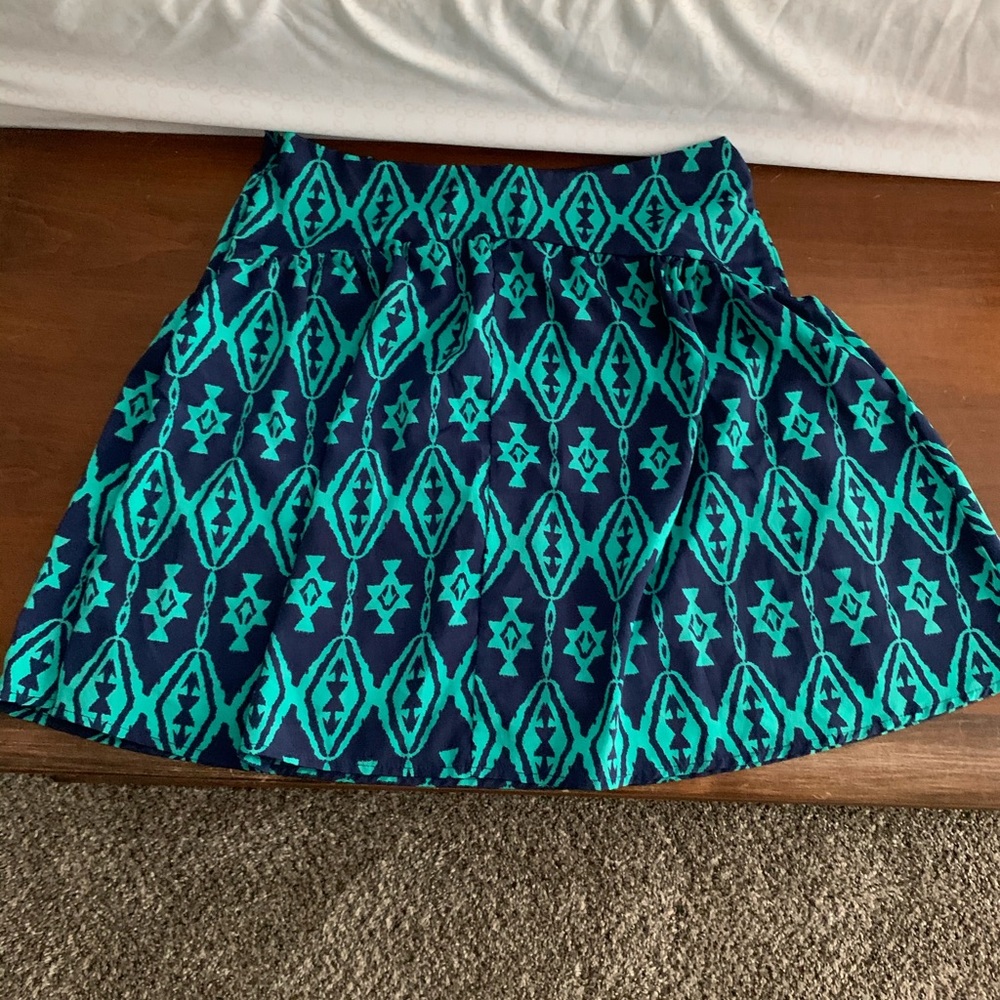 Aina Be navy blue & turquoise Aztec skirt